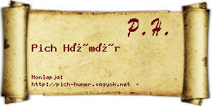 Pich Hümér névjegykártya
